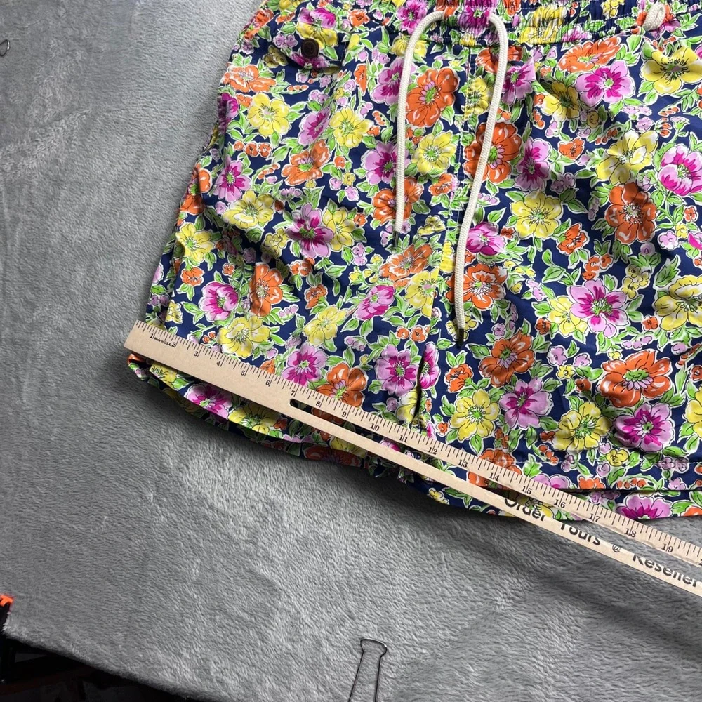 Polo Ralph Lauren Floral Swim Trunks Mens Large Navy Blue Pink Orange 6in Inseam